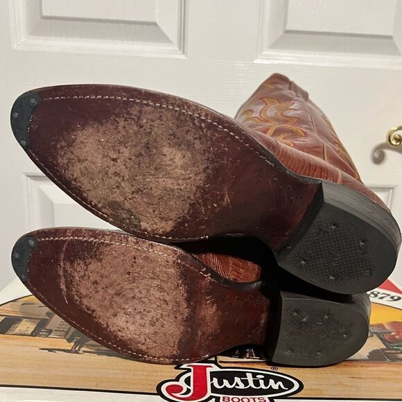 Justin 8303 Men's Exotic Western Boot with Peanut Brittle Lizard Foot - PERFECT! - Picture 6 of 12